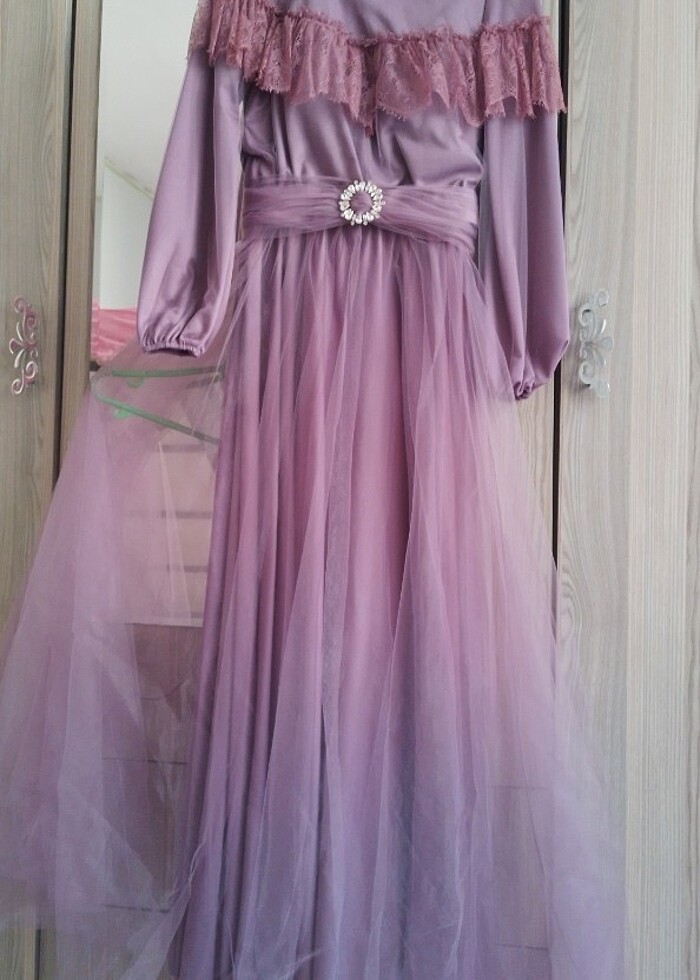  Tül Tesettür abiye elbise  - Görsel 2