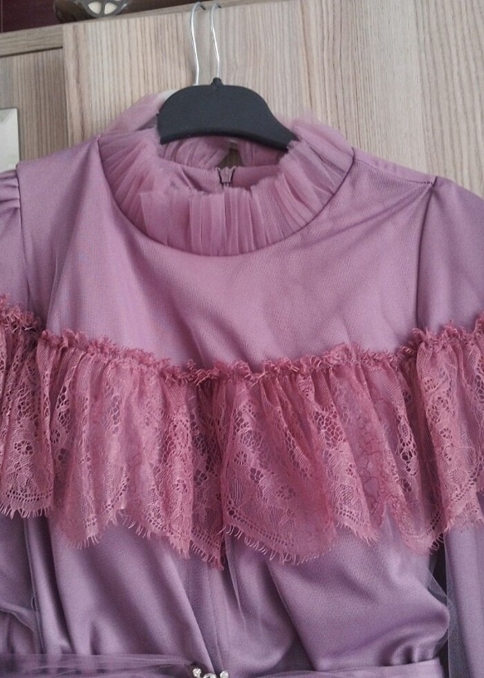  Tül Tesettür abiye elbise  - Görsel 4