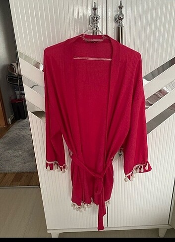 36 Beden pembe Renk Püsküllü kimono 