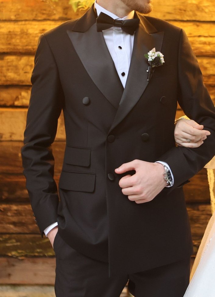 Klasik Siyah Düğmeli Erkek  takım elbise - Görsel 2