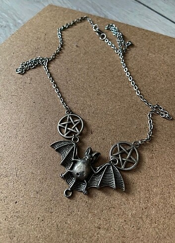 yarasa pentagram gotik kolye
