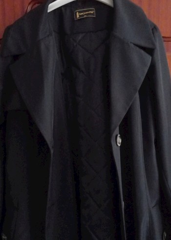 Düğmeli Siyah Uzun Kadın trençkot - Görsel 2