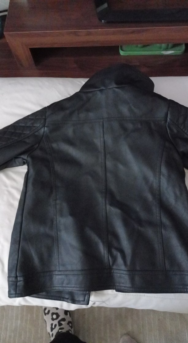 Siyah Deri Biker Ceket Fermuarlı - Görsel 2