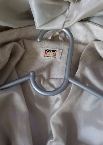 Bej Midi Çocuk Mont Kapüşonlu Kürklü - Görsel 2