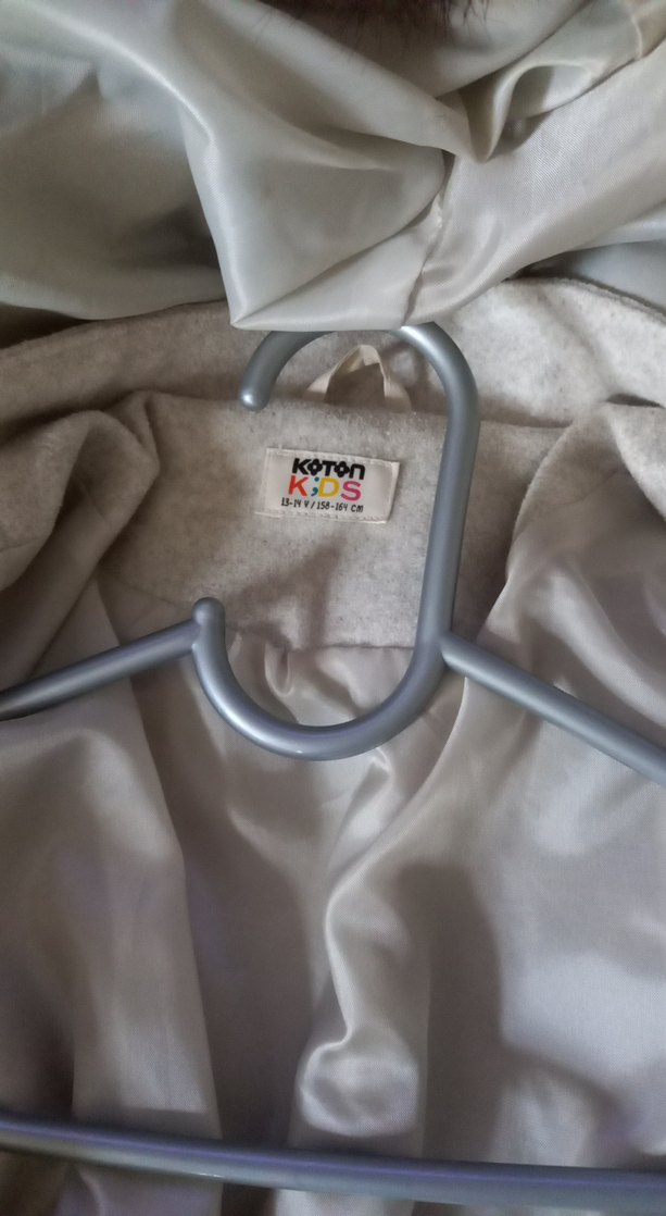 Bej Midi Çocuk Mont Kapüşonlu Kürklü - Görsel 2