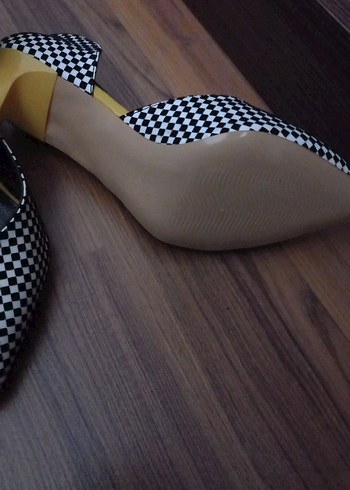 Kadın Siyah Beyaz Kareli Stiletto - Görsel 2
