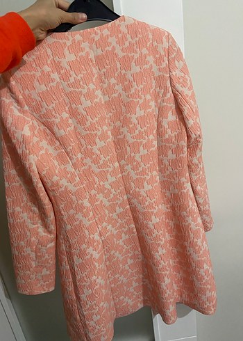 Düğmeli Pembe Midi Kadın Kaban - Görsel 5