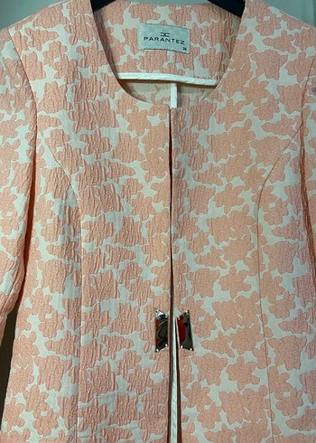 Düğmeli Pembe Midi Kadın Kaban - Görsel 3