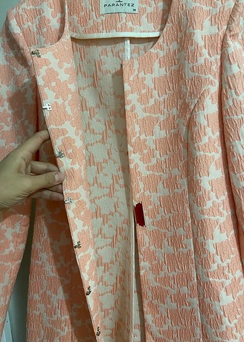 Düğmeli Pembe Midi Kadın Kaban - Görsel 4