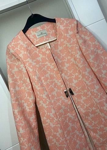 Düğmeli Pembe Midi Kadın Kaban - Görsel 2