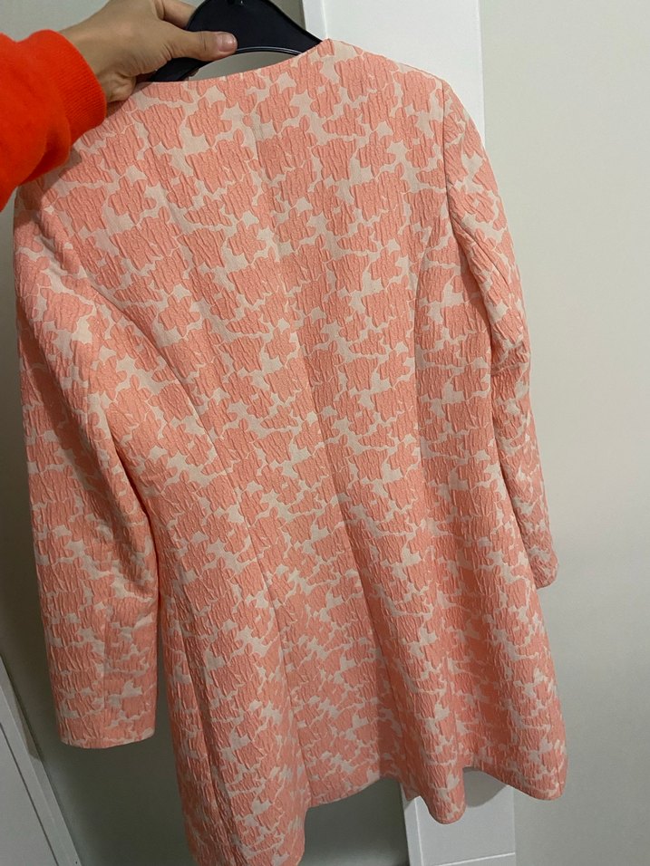 Düğmeli Pembe Midi Kadın Kaban - Görsel 5