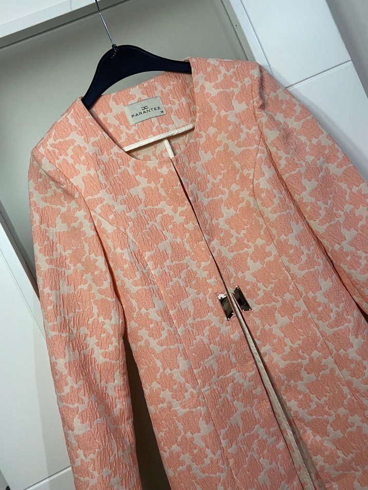 Düğmeli Pembe Midi Kadın Kaban - Görsel 2