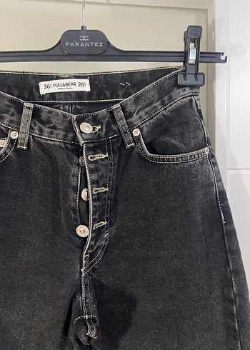 Düğmeli Siyah Kadın Kot Pantolon - Görsel 4