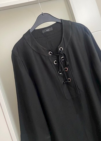 Düğmeli Siyah Midi Kadın Elbise - Görsel 2