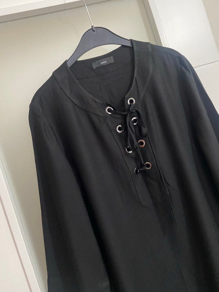 Düğmeli Siyah Midi Kadın Elbise - Görsel 2