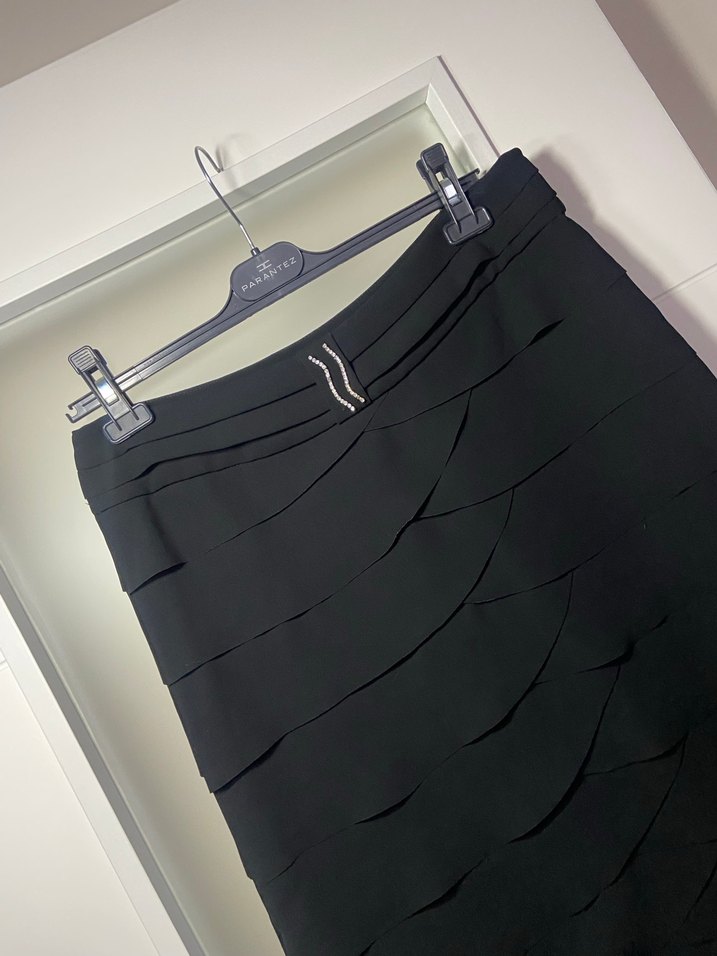 Siyah Pilili Midi Kalem Etek - Görsel 5