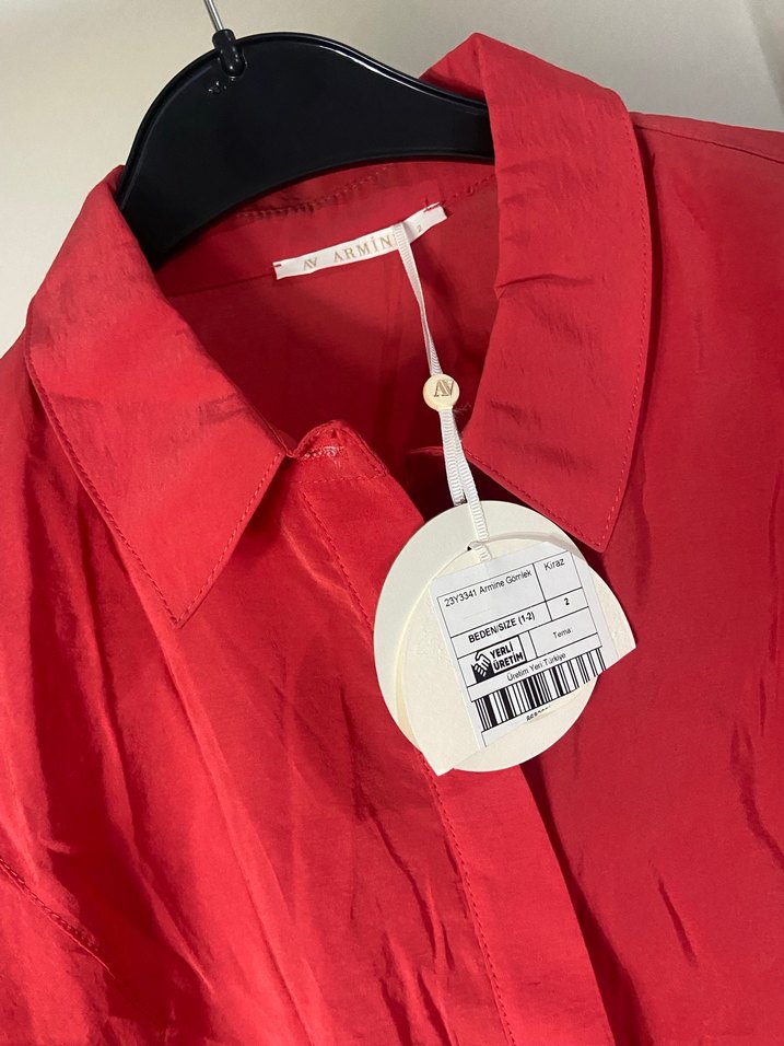 Nar Çiçeği Keten Mini Gömlek - Görsel 2