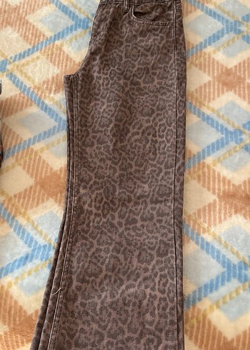 Kadın Kahverengi Leopar Desenli Kumaş Pantolon