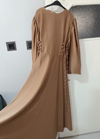 42 Beden camel Renk Abiye elbise