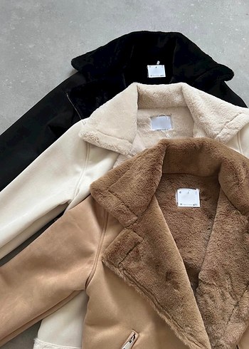 Bershka İçi tüylü süet mont