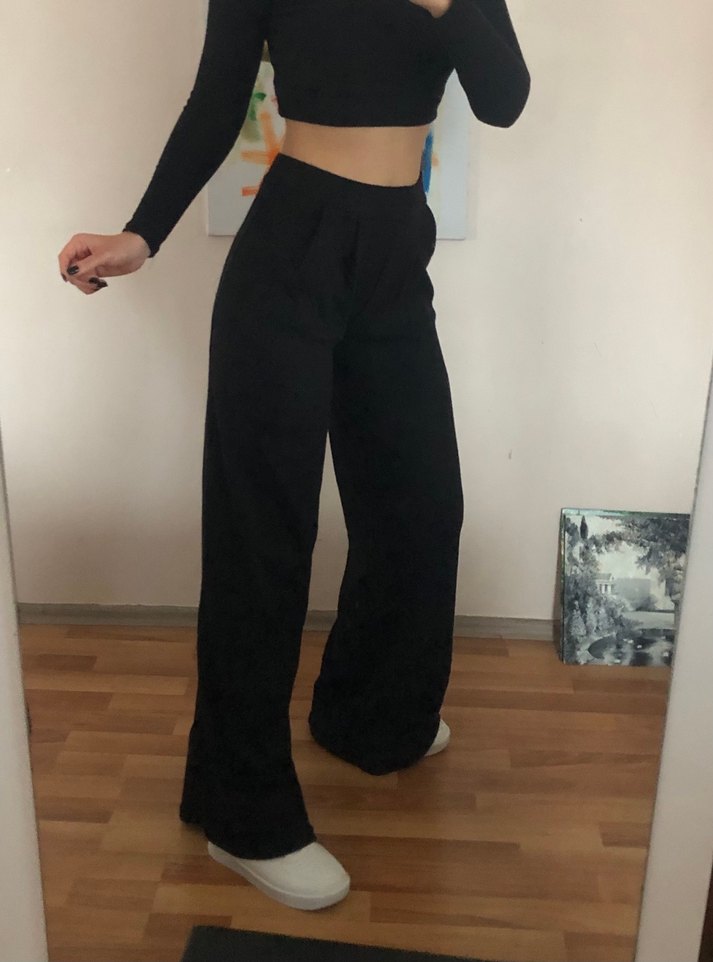 Yüksek bel triko pantolon - Görsel 2