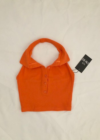 Polo yaka düğmeli Crop Top - Görsel 2