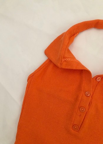 Polo yaka düğmeli Crop Top - Görsel 3