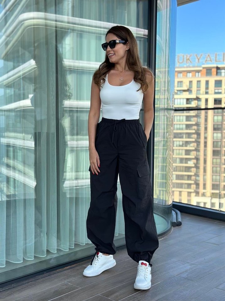 Yüksek bel kargo pantolon - Görsel 2