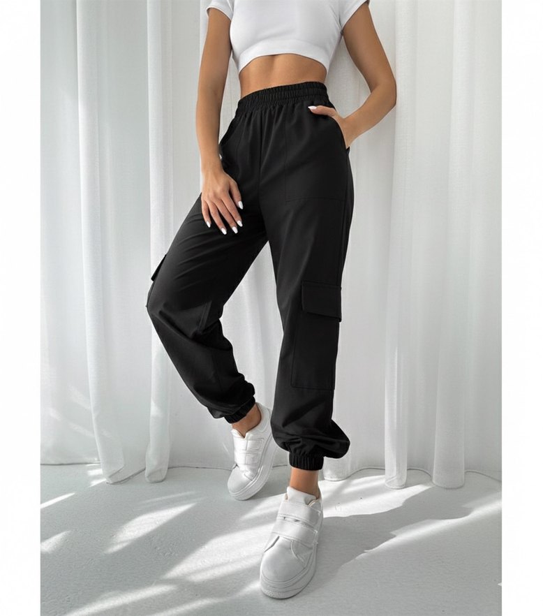 Yüksek bel kargo pantolon - Görsel 5