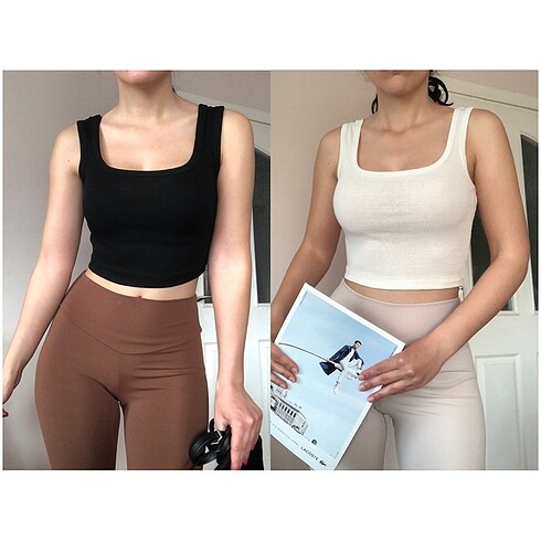 Bershka Kare yaka fitilli crop atlet