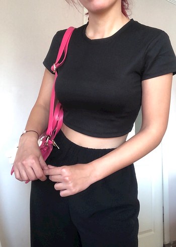 m Beden siyah Renk Kadın Siyah Kısa Crop Top