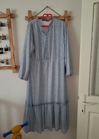 LC Waikiki Mavi yazlık astarlı 44 beden elbise