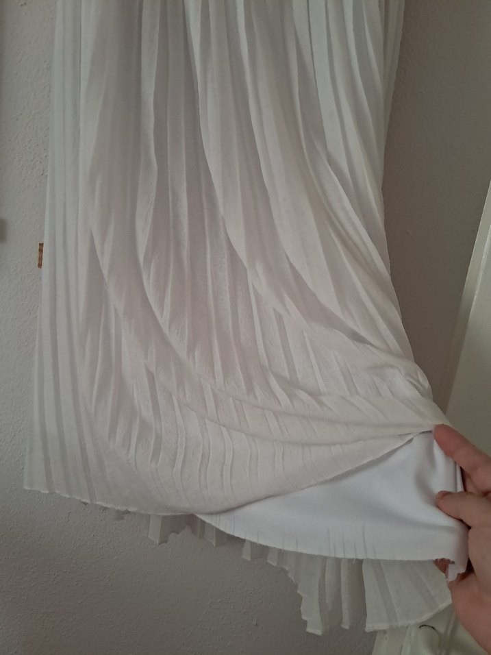 Beyaz Piliseli Uzun Etek - Görsel 5