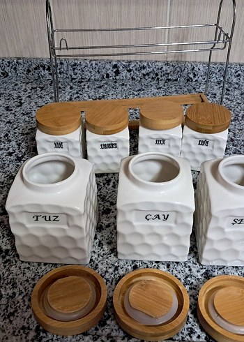 Beyaz Ahşap Kapaklı Baharatlık Seti - Görsel 8