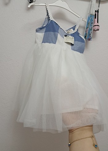 Kız Çocuk Beyaz Dantelli Pamuklu Elbise - Görsel 5