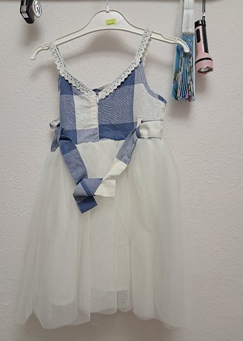 Kız Çocuk Beyaz Dantelli Pamuklu Elbise - Görsel 6