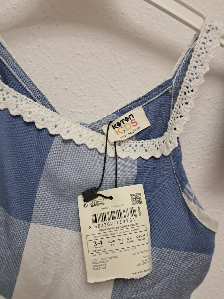 Kız Çocuk Beyaz Dantelli Pamuklu Elbise - Görsel 3