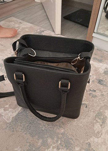 Siyah Deri Kadın Omuz Çantası - Görsel 6