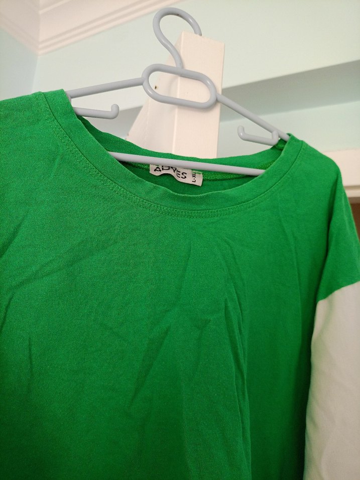 Yeşil-Beyaz Uzun Kollu Salaş Tunik - Görsel 3