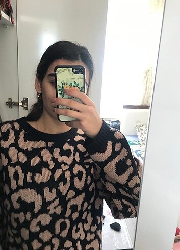 m Beden siyah Renk Trendyol milla leopar desenli kazak