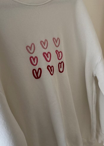 Pamuklu Beyaz Kadın Sweatshirt - Görsel 4