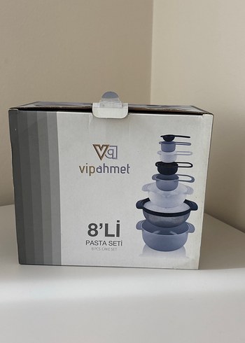 Vipahmet 8'li Beyaz-Gri Pasta Seti - Görsel 3