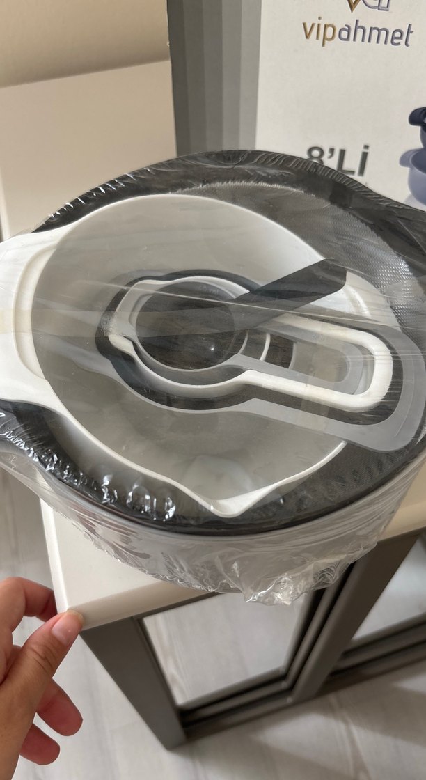 Vipahmet 8'li Beyaz-Gri Pasta Seti - Görsel 2