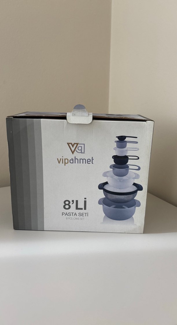 Vipahmet 8'li Beyaz-Gri Pasta Seti - Görsel 3