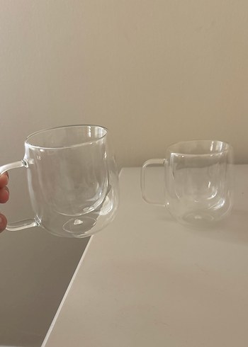 Şeffaf Çift Duvarlı Cam Kupa - Görsel 2