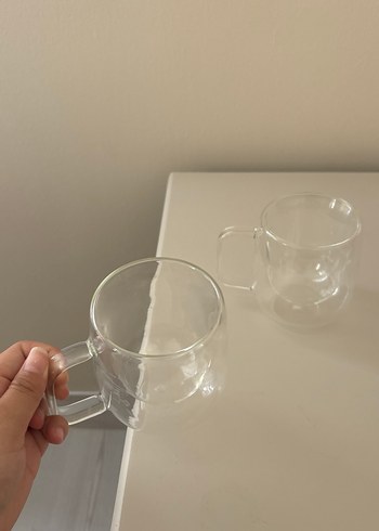 Şeffaf Çift Duvarlı Cam Kupa - Görsel 3