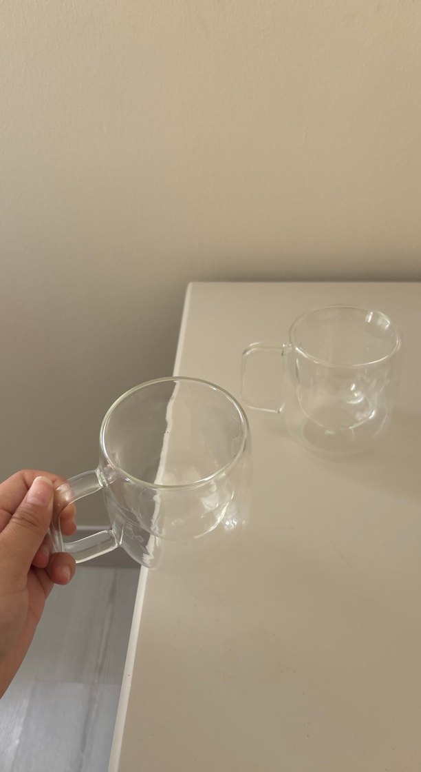 Şeffaf Çift Duvarlı Cam Kupa - Görsel 3