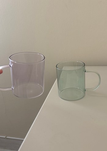 Şeffaf Kulplu İki Renkli Bardak Seti - Görsel 2