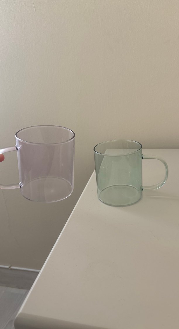 Şeffaf Kulplu İki Renkli Bardak Seti - Görsel 2