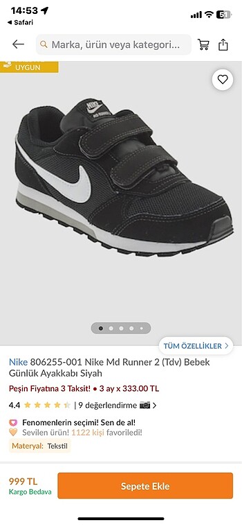 Nike orjinal spor ayakkabı